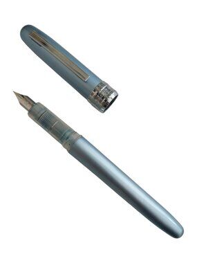 Platinum Plaisir Blue Aluminum Fountain Pen 02 Extra Fine Steel Nib Gently Used